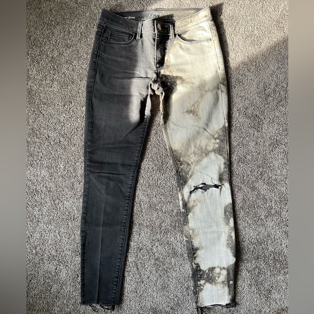 Loft Two-Tone Black and Bleached Super Skinny Jeans